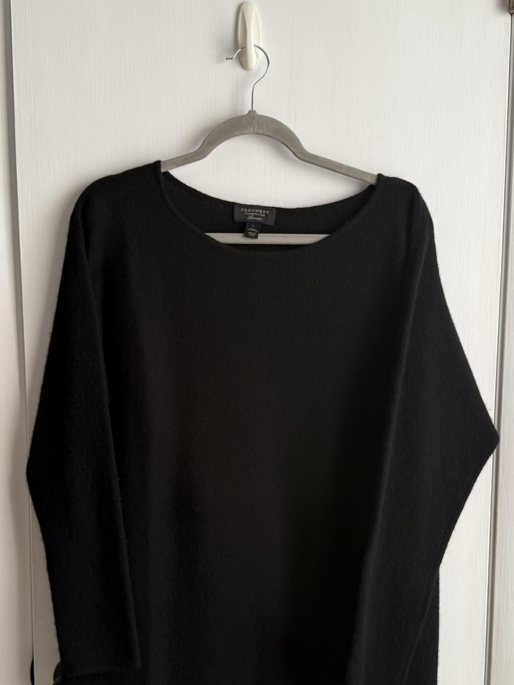 Charter Club Cashmere Boat Neck Tunic in Black Large Like New